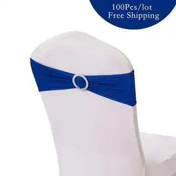 Send from France 100PC Wedding Linens Spandex Chair Bow Stretch Chair Band for Wedding Banquet Party Event Decoration Chair Sash