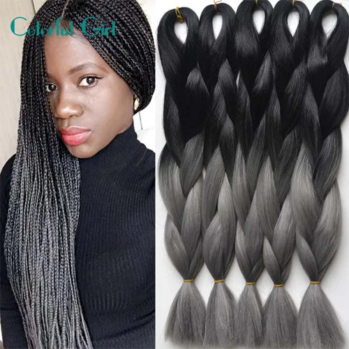 Grey Kanekalon Jumbo Braid 24Inch Freetress Hair Crochet Braids 100g/pc