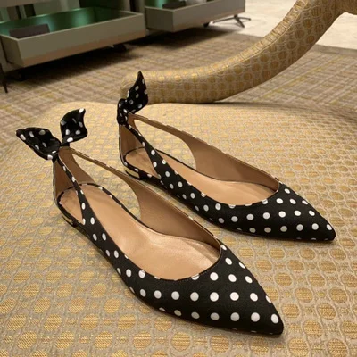 

New rabbit ears pointed single shoes shallow mouth shoes wave point soft bottom baotou sandals women's flat shoes