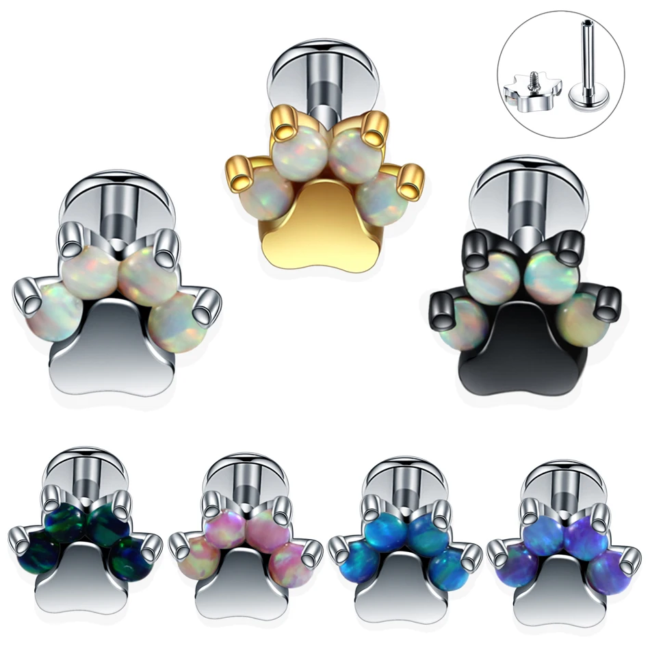 

1PC Stainless Steel Opal Ear Cartilage Helix Stud Bars Tragus Barbell Earring Orelha Cartilage Piercings Labret Lip Sexy Jewelry