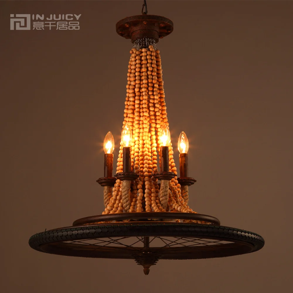 Acquista all'ingrosso online legno lampadario in ferro da ...
