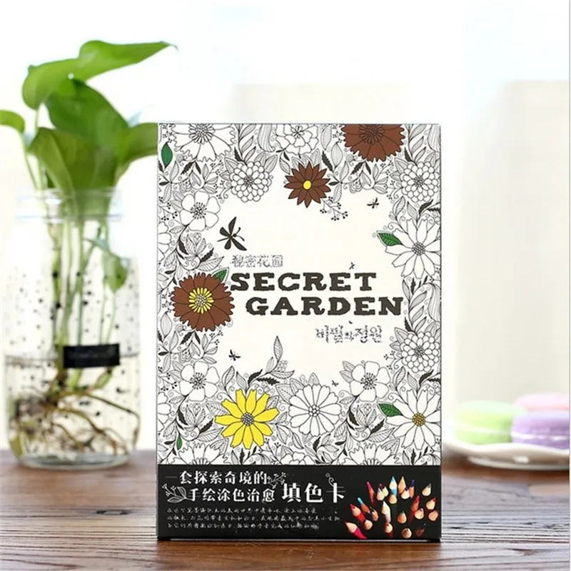

Secret Garden An Inky Treasure Hunt and Coloring Card For Children Adult Release Stress Kill Time Painting Drawing Book