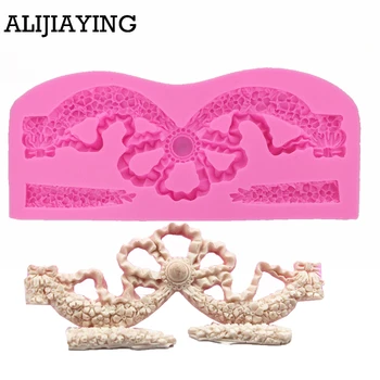 

M0452 Flower Bow Tie Cake Silicone Molds Fondant Decorating tools Cupcake Chocolate Gumpaste Candy Clay Moulds