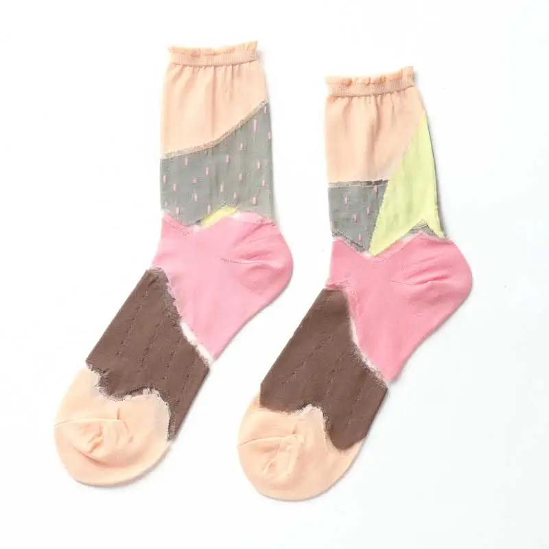 SP& CITY, дизайн, контрастный цвет, летние, открытые, короткие носки для женщин, тонкие, милые, Harajuku, кружевные, художественные носки, уникальные носки по щиколотку - Цвет: pink