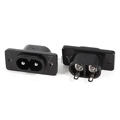 2 Pieces AC 250V 10A IEC320 C8 Screw Mount Inlet Plug Power Socket Black | Обустройство дома