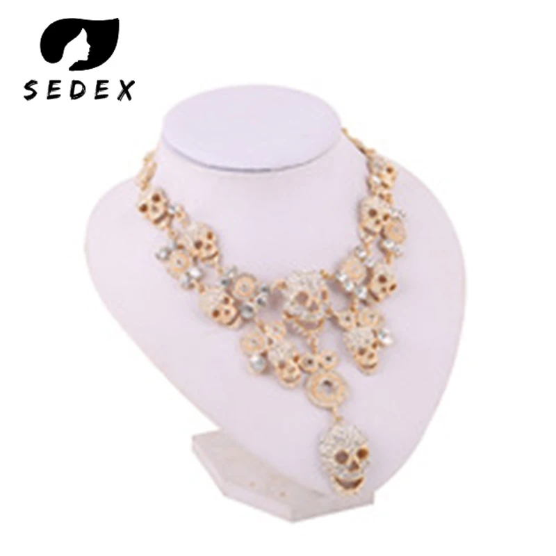 

Wedding Gift Multi layer Crystal Long Skull Necklaces Hip Hop Party Collar Chain Chokers for Women's Fashion Jewelry Accessories