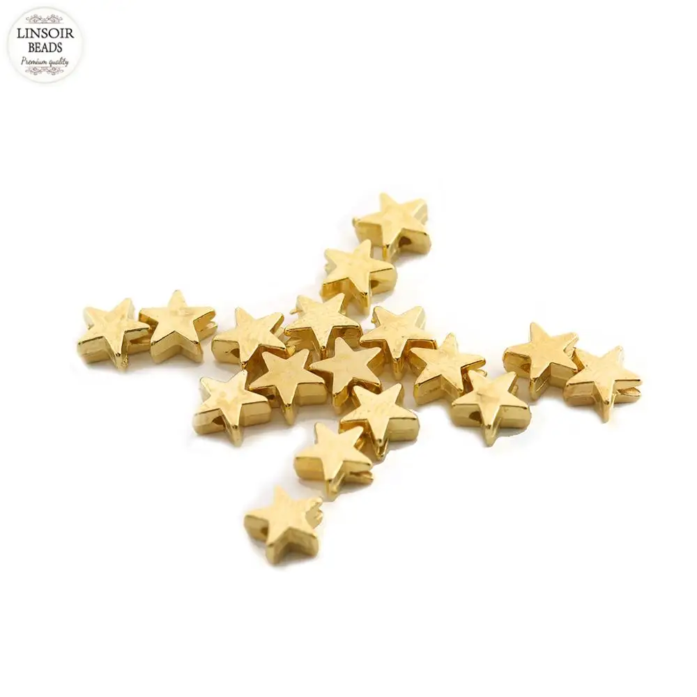 

LINSOIR 200pcs/lot Star Shape CCB Spacer Beads Sliver Gold Color 1.5mm Hole Beads For DIY Jewelry Making (not metal) 2019 New