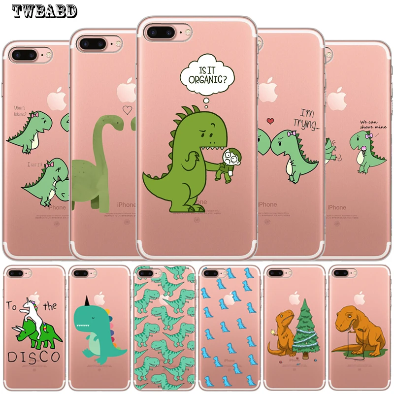 

Cute Dinosaur Phone Case for Funda iPhone 8 7 6 6S Plus X XS MAX XR 10 Soft Transprent Silicone Cover Etui