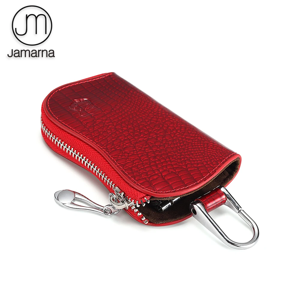 

Jamarna Housekeeper Cowhide Alligator Pattern Key Case Housekeeper Leather Valued Key Wallet Zipper High Quality New