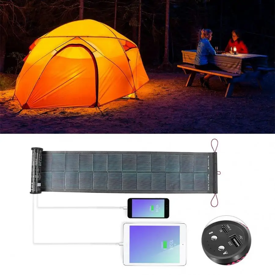 

Outdoor 10W 2*USB Port Solar Panel Portable Foldable Waterproof LED Monocrystalline Solar Panel Charger Power Bank for Phone