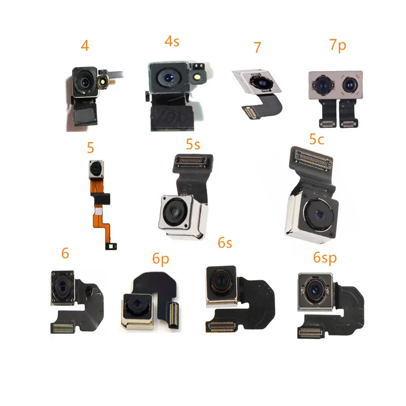 

Main back camera for iphone 4 4s 5 5s 5c 6 plus 6s plus 7 plus 8 plus rear camera with flex cable facing model cell phone parts