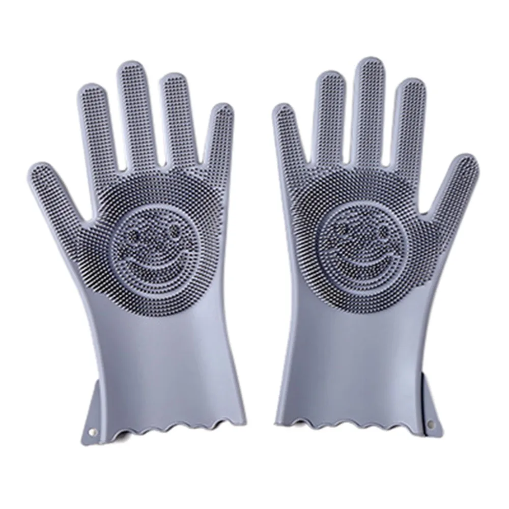 Magic Reusable Silicone Gloves Cleaning Brush Scrubber Gloves Heat