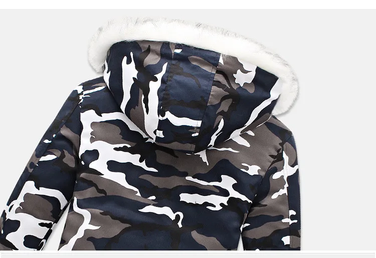 Male Fur collar Hooded wadded Camouflage Parkas Mens Military Medium long Winter Coat Thickening warm Cotton-padded Jacket