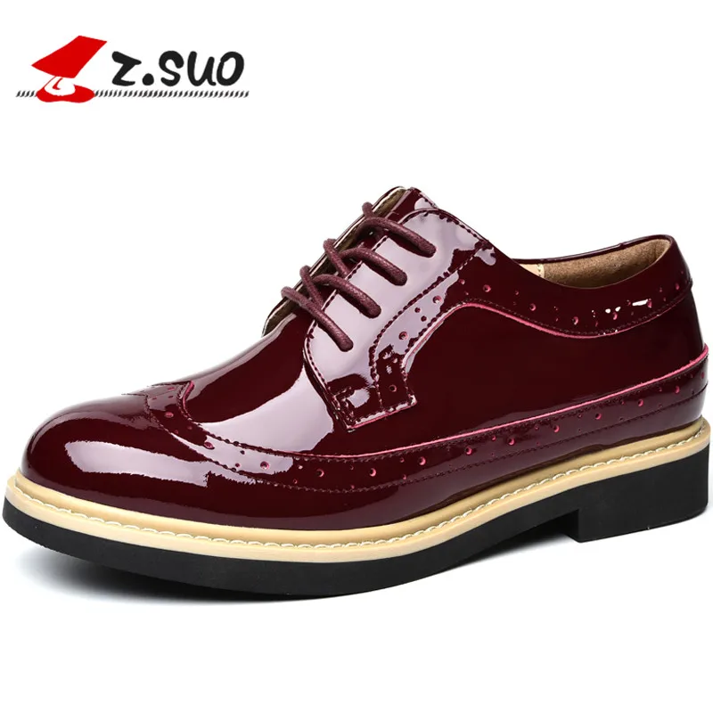 

Z. Suo Women's Shoes, Spring Leather Casual Shoes, Non-Slip Wear-Resistant Soles, Fashion Solid Color Retro Shoes Mujer Zapatos