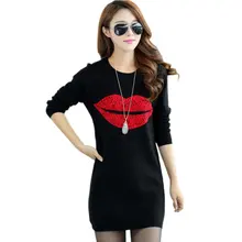Fashion Women’s Lip Print Fall Winter Clothes Long Sleeve Elegant Shirts Long Style