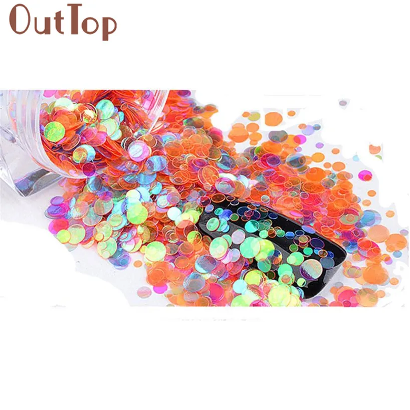 

OutTop Water decals Nail Art Mini Round Thin Paillette Nail Glitter Sparkly Sequin Decorative Nails Manicure Stickers17dec7-23