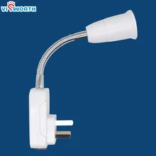 E27 лампочки гнездо адаптера переменного тока abs нержавеющая сталь белый корпус лампы держатель Гибкий удлинитель светодиодный потолочный светильник в базу переключатель Штепсель