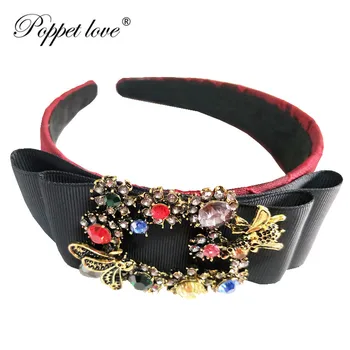 

Style Gold Color Vintage Bow Red Crystal Bridal Round Full Tiara Wedding Hair Accessories Rhinestone Pageant Prom Crown for Bri