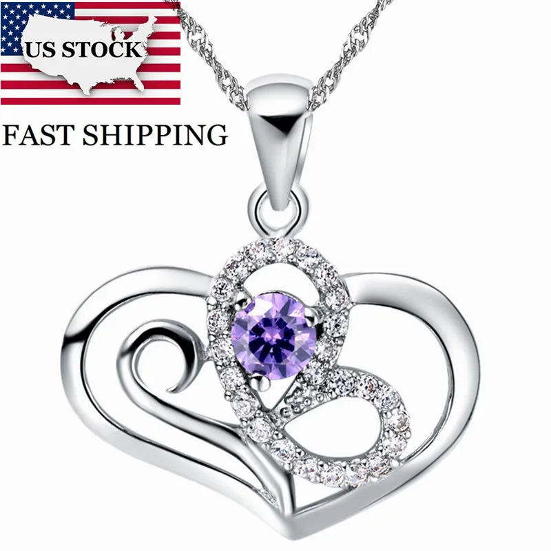 

US STOCK Pendant for Women Necklace Jewelry Double Heart Necklaces Pendants Costume Jewelery Collares Boho 15% Uloveido N654
