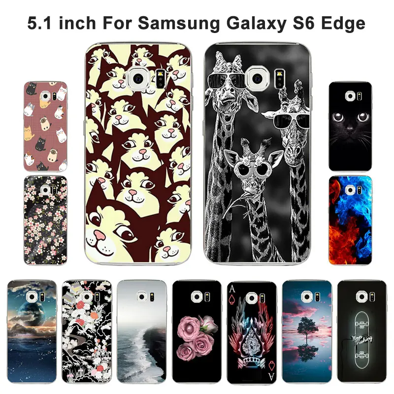 Чехол для Samsung S6 Edge мягкий ТПУ чехол накладка с рисунком Galaxy edge силиконовый G925