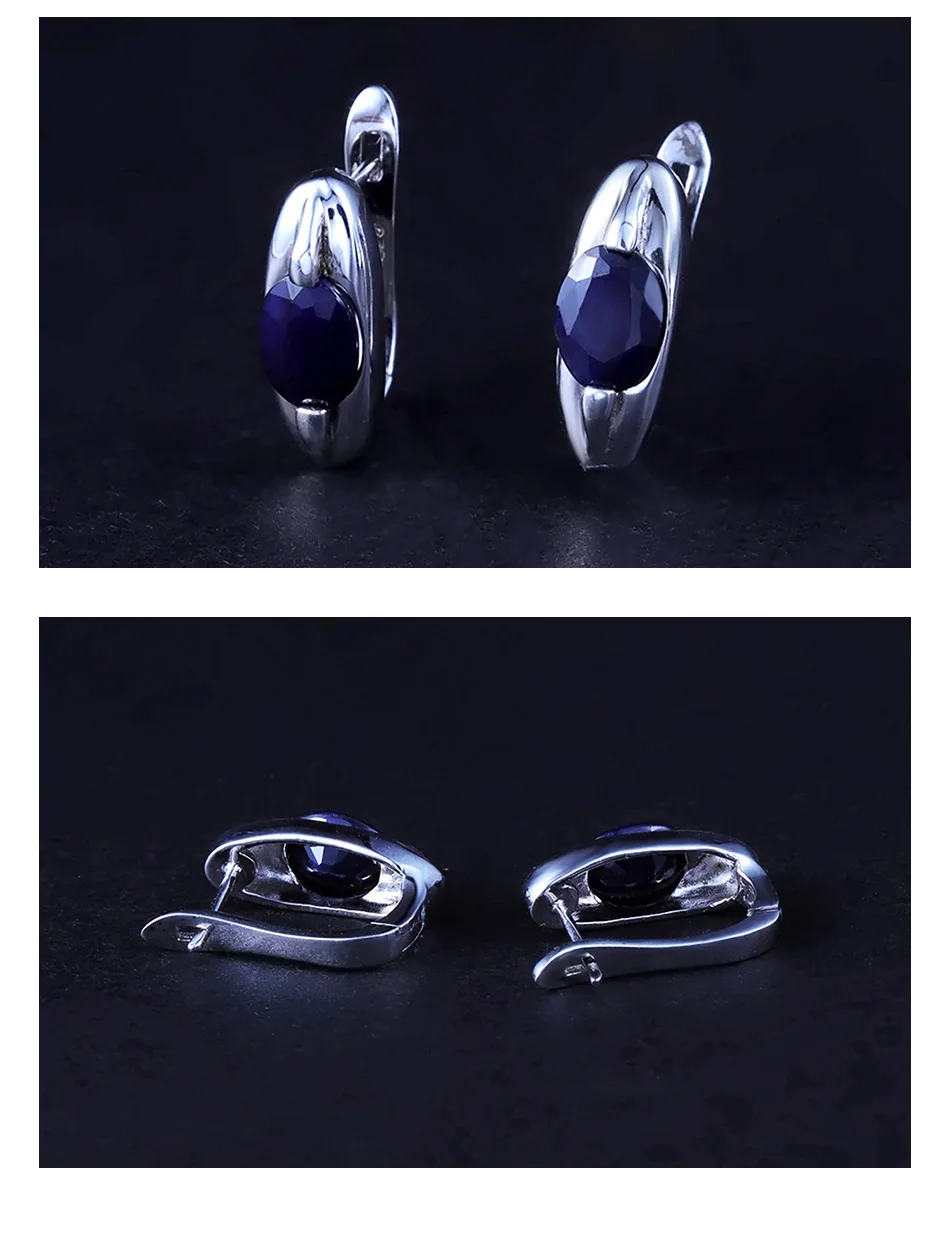 GEM'S балетные 925 пробы, серебряные Классические Ювелирные наборы с драгоценными камнями, натуральный синий сапфир, кольцо, Комплект сережек для женщин, подарок матери