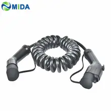 5m 16a 32a sae j1772 tipo 1 para tipo 2 ev cabo de carregamento portátil carregador ev cabo espiral