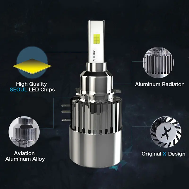 H15 Replacement Led Headlight Bulb Kit Error Free Canbus DRL Daytime Running Light 6000K White Light For VW Golf Touran Audi A3 Q7 Mercedes GLK300 GLK200 GLA260 DRL Headlamp Conversion Kits Lamp  (2J)