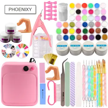 

Manicure Set Acrylic Extension Kit For Fake Nail Gel 36W Lamp UV Gel Glitter Powder Semi Permanent Flase Nail Art Tools Kit