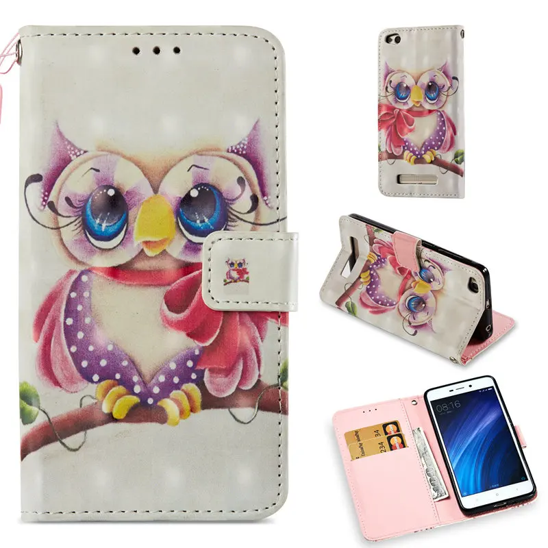For Xiaomi Redmi 4A Case Flip Leather Cover For Xiomi Redmi 4a Phone Bags Wallet Stand Holder Card Painting