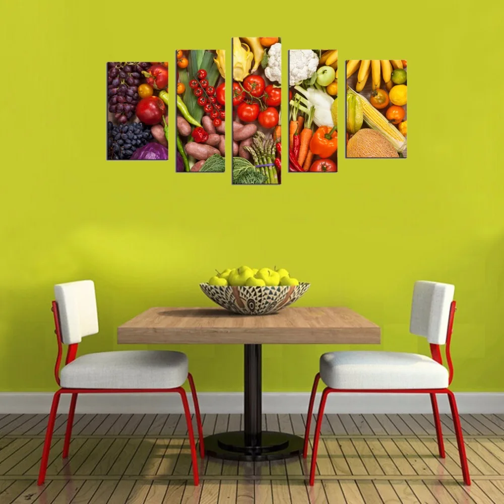 Canvas Prints Wall Art Paintings 5 Panels Variety of Fresh Fruits and