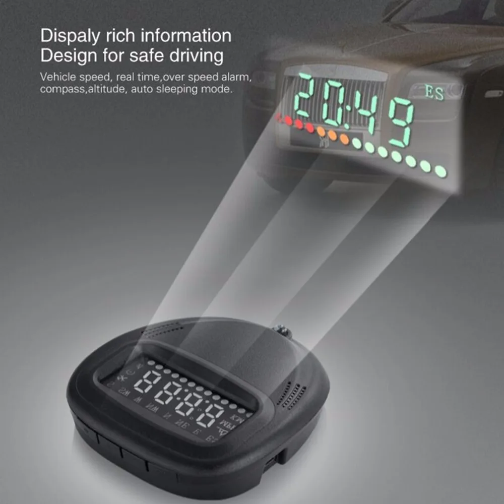 Universal OBD2 Car HUD Auto GPS Head Up Display Overspeed Warning Alarm