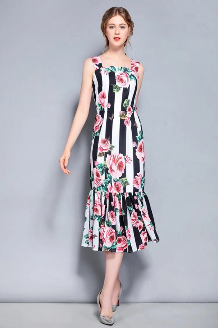 Black and white stripes strap dress (22)