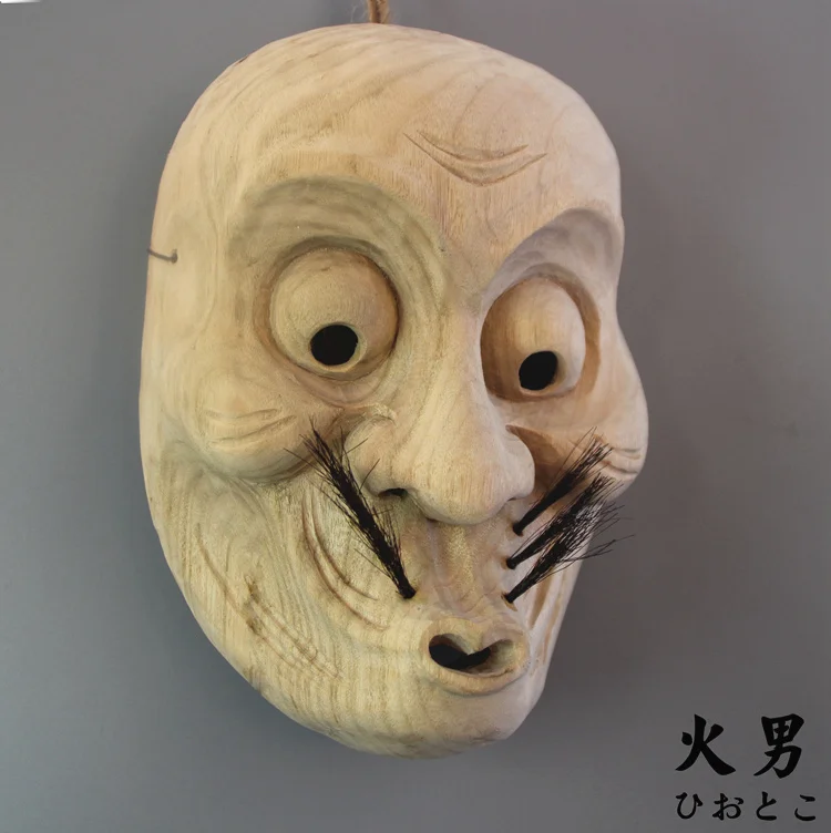 Деревянные японские маски Noh, скульптура, драма, самшит, статуя, миниатюрная, настенная, для украшения дома, Япония, Буда, маска, деревянный настенный Декор - Цвет: Многоцветный