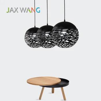 

Modern LED Pendant Light Hollow Ball Pendant Lamp Black Iron Hanging Light Fixtures Dining Kitchen Room Avize Luminaria Lighting