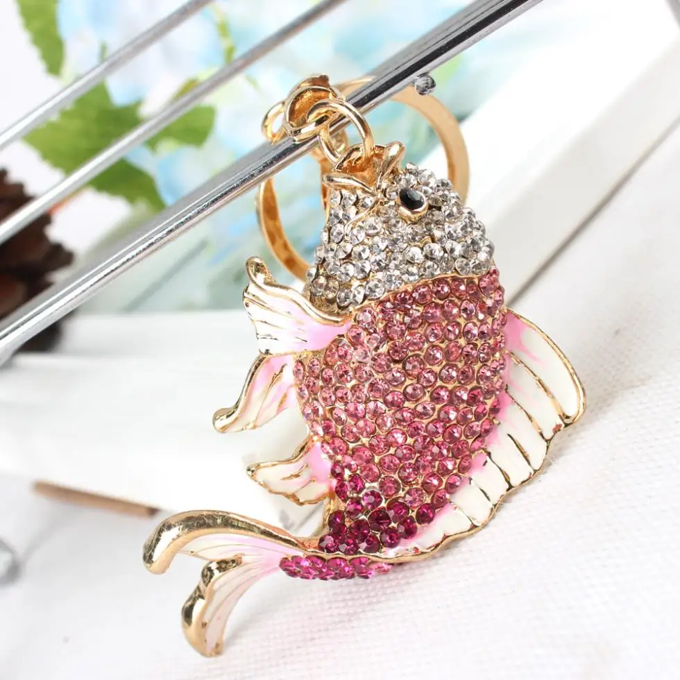 Carp Fish Keyring Creative Lovely Fashion Rhinestone Crystal Pendant