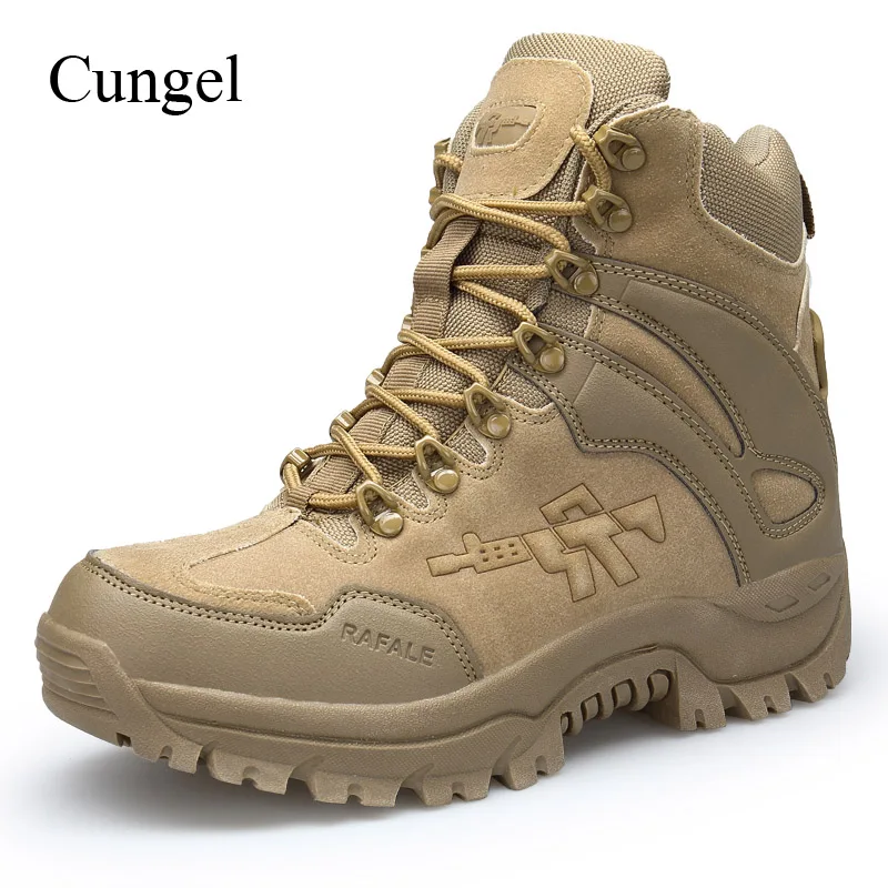 Cungel кроссовки мужские военные тактические ботинки уличная походная обувь противоскользящая Армейская Обувь для пустыни армейские ботильоны для альпинизма - Цвет: Brown