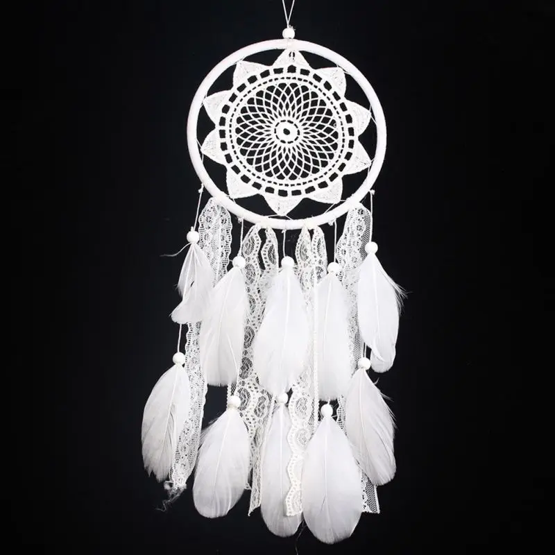 

New Goose Feathers Large Lace Hunting Dream Net Home Feather Lace Crafts Ornaments Car Pendant