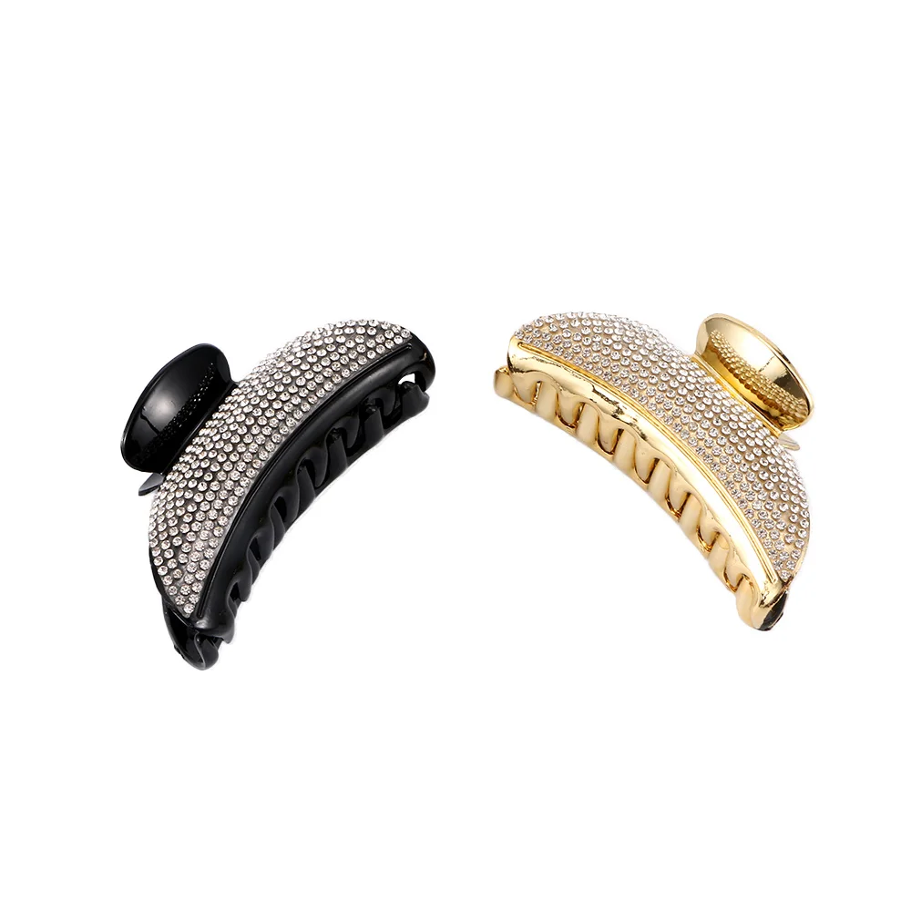 1pc Women Girls Black Hair Claw Shining Full Crystals Rhinestones Large Hair Clips Headwear