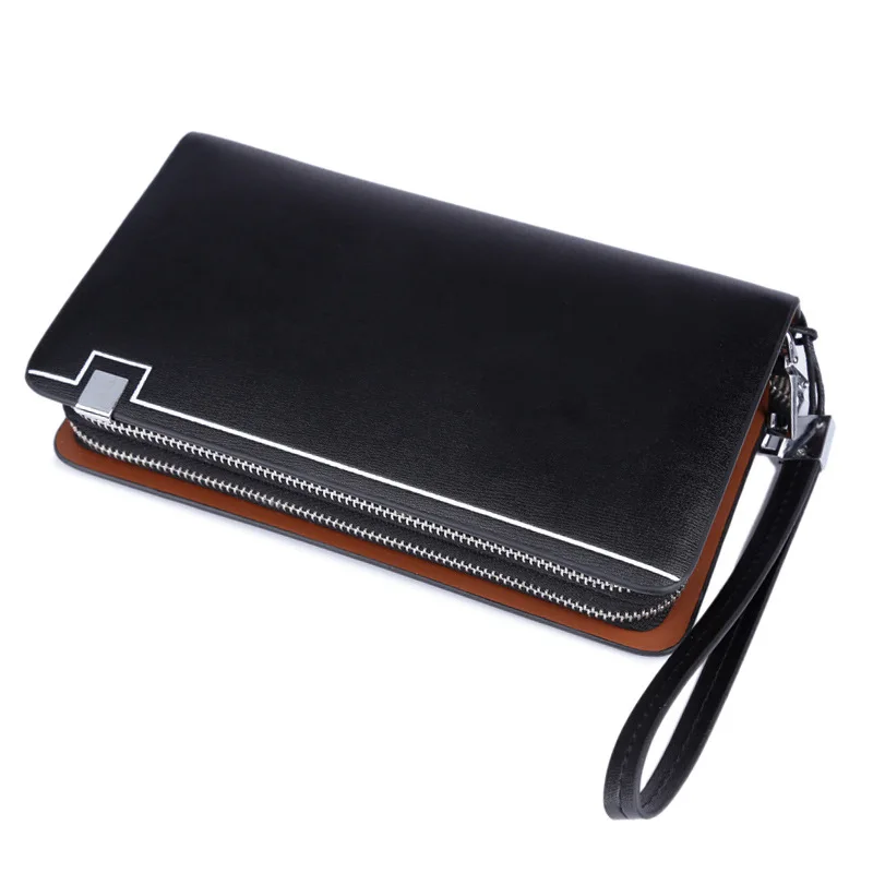  Dollar Price 2015 New Brand Men Standard Wallets 100% Genuine Leather Long Zipper Wallet Male Clutch Handy Bags Purses Handbags 