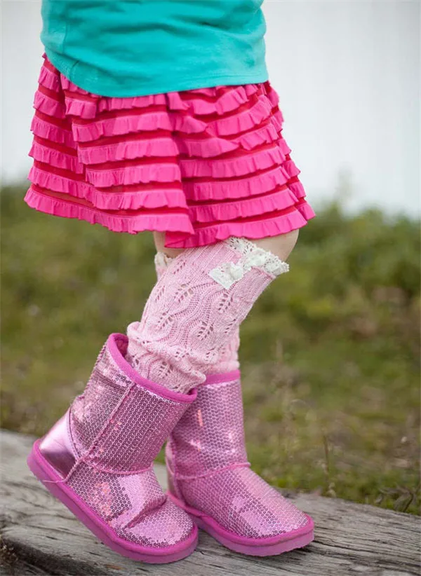 Вязаные кружевные Детские гетры с пуговицами; модные вязаные гетры для маленьких девочек; зимние сапоги для детей; носки