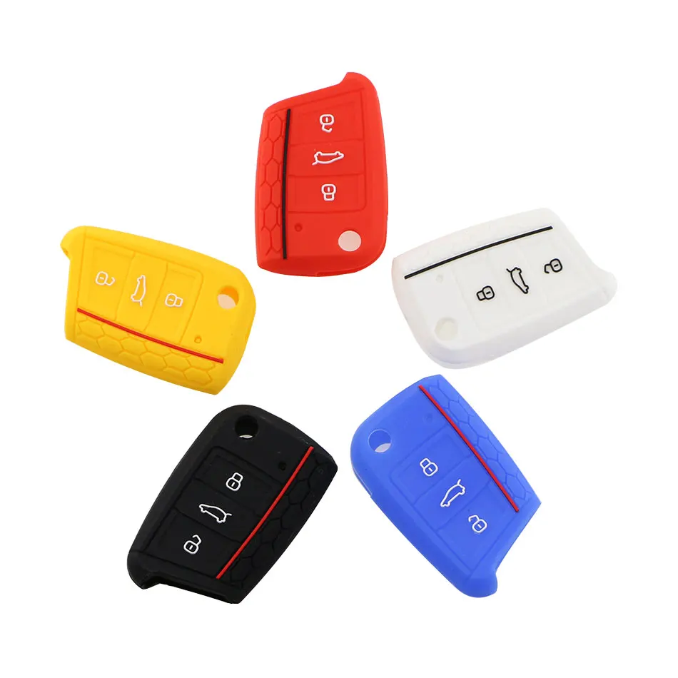 

Silicone Key Case Cover for VW Polo Golf 7 Tiguan for Skoda Octavia Karoq for SEAT Ateca Leon Ibiza 2015 2016 2017 2018 2019