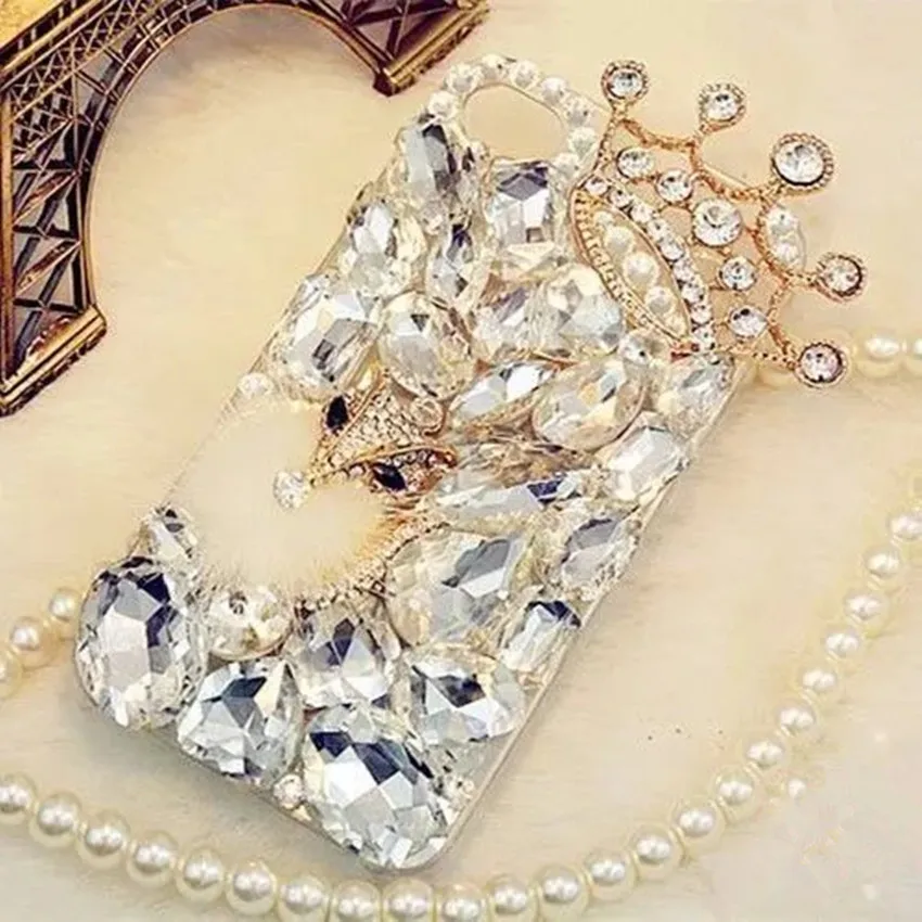 

Luxury Clear Diamond 3D Fox Head/Flowers/Crown Crystal Bling Case For Samsung Galaxy S10e S8 S9 S10 Plus Note 10 Plus 10 9 8