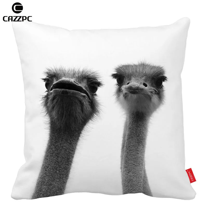 Черный и Белый Симпатичные Страус животных печати Подушка Home Decor обычай