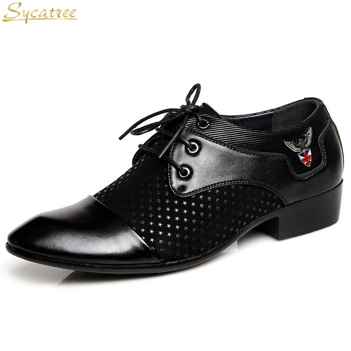 

Sycatree Men's Casual Leather Casual Shoes White Black Business Shoes Men's Wedding Shoes Leisure Breathable Designer Sneakers