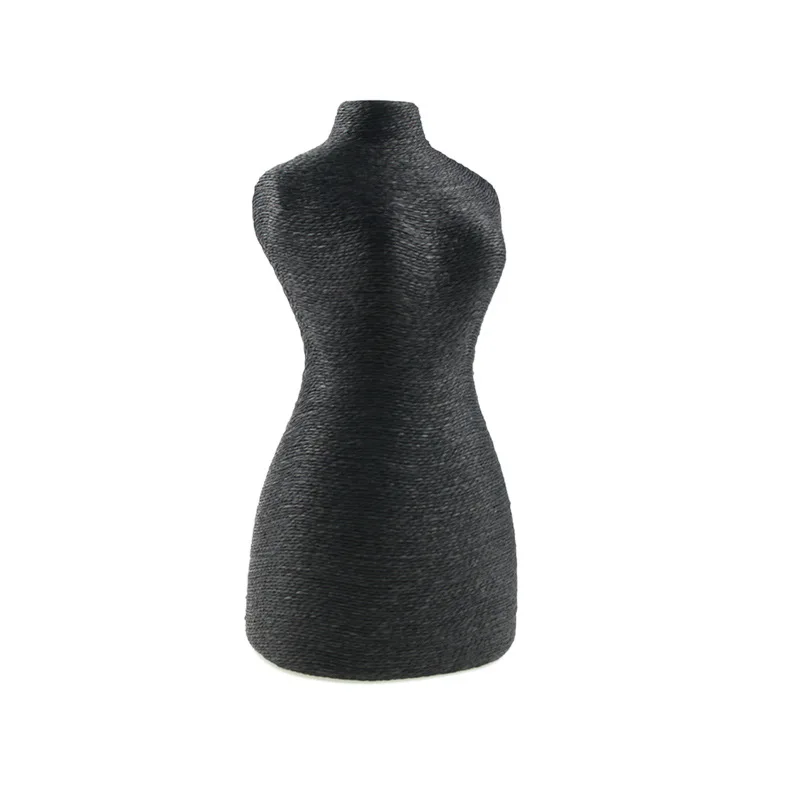 

Hemp Rope PVC Portrait Necklace Display Stand Holder jewellry Mannequin Bust Body Shape Neck Jewelry Display Stand Black Color