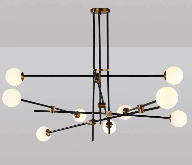 Подвесная лампа в виде молекул из стеклянного шара для гостиной, современный простой американский подвесной светильник в виде фасоли с длинной трубкой