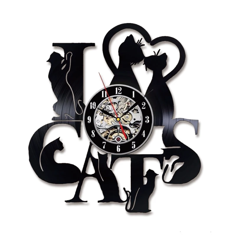 I Love Cats Record Wall Clock Vintage Vinyl Clock Kitten Art Unique Decorative Clock 3D Hanging CD Wall Clock 7 Cats I Love Cats Record Wall Clock Vintage Vinyl Clock Kitten Art Unique Decorative Clock 3D Hanging CD Wall Clock 7 Cats