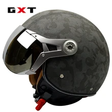 GXT casque moto G-288 motocross helmet genuine leather vintage retro Harley motorcycle capacete cascos open face helmet KTM FOX