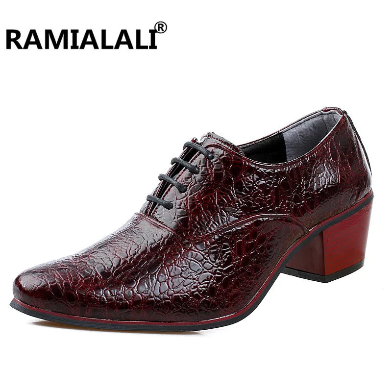 Parti Mariage D'affaires Invisible Homme En Nouveau Ramialali up Appartements Dentelle Hommes Augmenter blanc bleu Chaussures Bureau Cuir De Oxford Rouge Robe vin Noir pwZq4xf