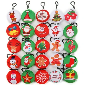 

100pcs/lot Mixed Styles Plush Christmas Keychain Plush Toy Key Chain Fur Xmas Keychains